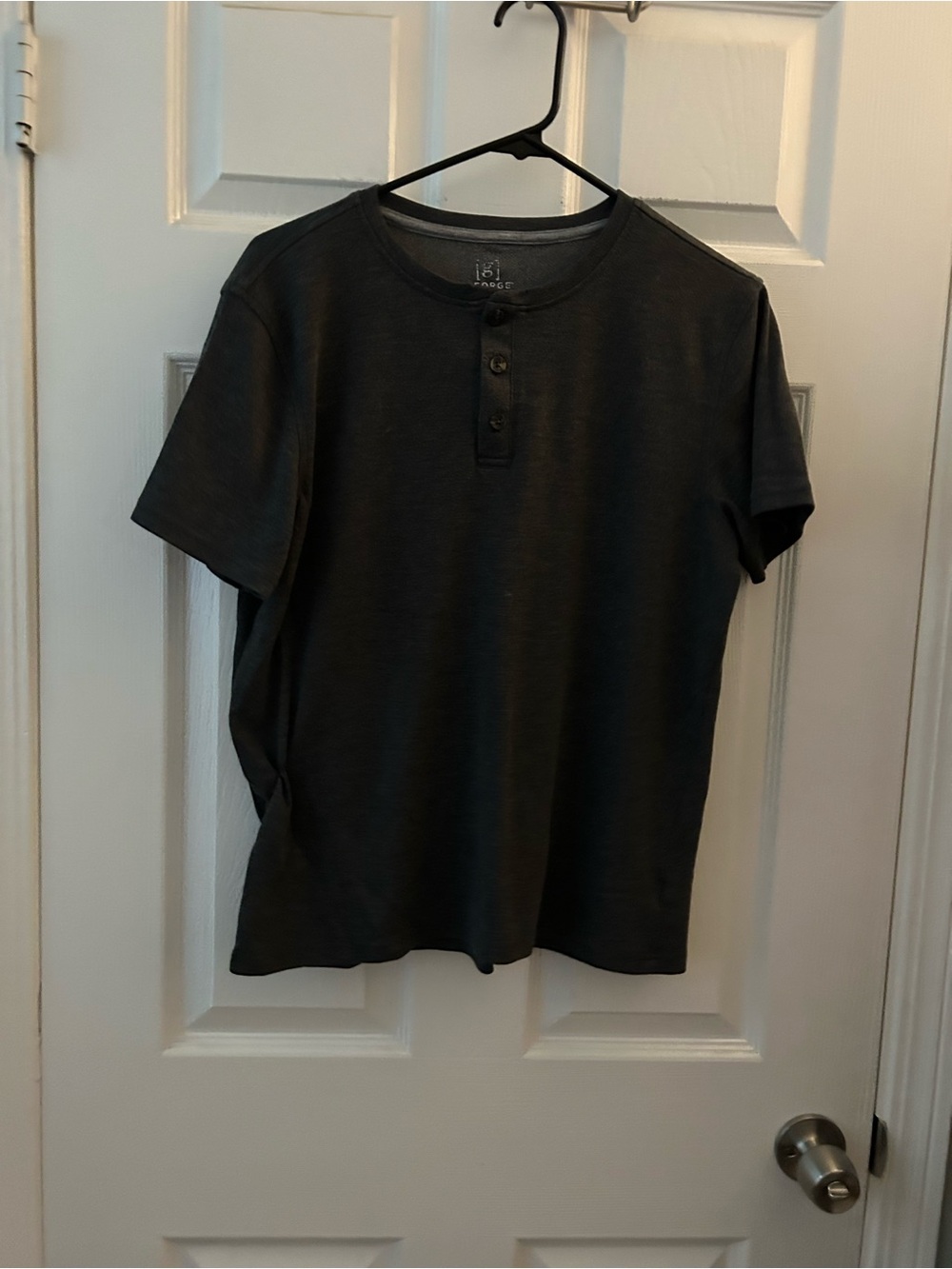 George Short Sleeve Henley Shirt - Charcoal